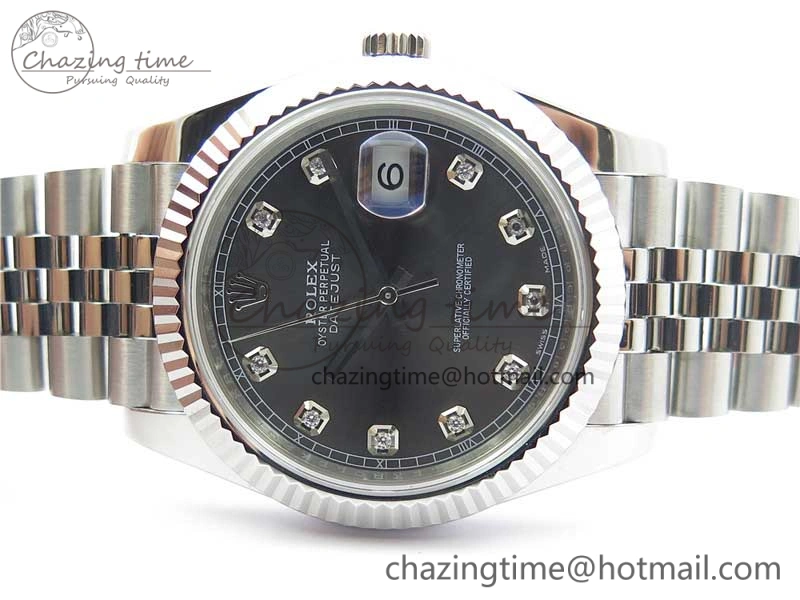 DateJust 126334 SS Noob 1:1 904L Best Edition Gray Dial Diamond on Jubilee Bracelet A3235