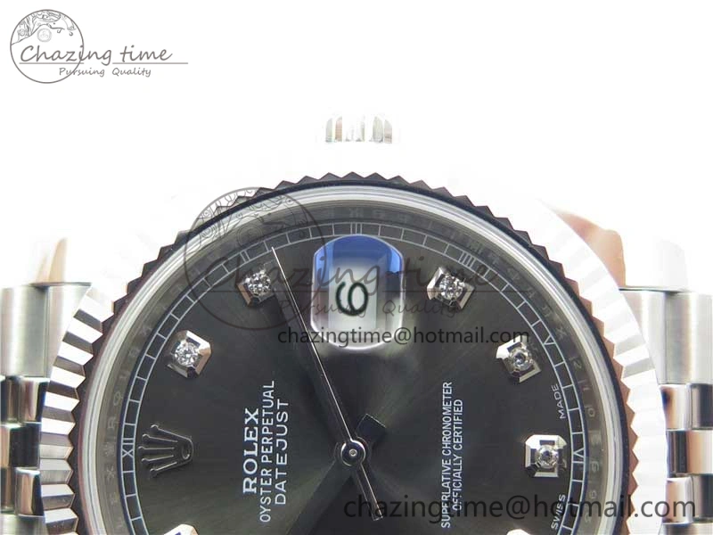 DateJust 126334 SS Noob 1:1 904L Best Edition Gray Dial Diamond on Jubilee Bracelet A3235