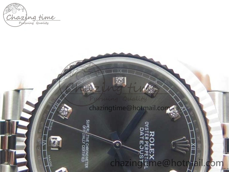 DateJust 126334 SS Noob 1:1 904L Best Edition Gray Dial Diamond on Jubilee Bracelet A3235