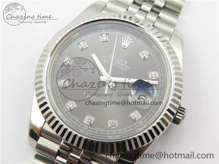DateJust 126334 SS Noob 1:1 904L Best Edition Gray Dial Diamond on Jubilee Bracelet A3235