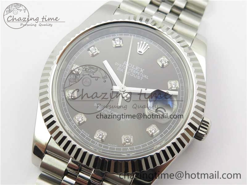 DateJust 126334 SS Noob 1:1 904L Best Edition Gray Dial Diamond on Jubilee Bracelet A3235