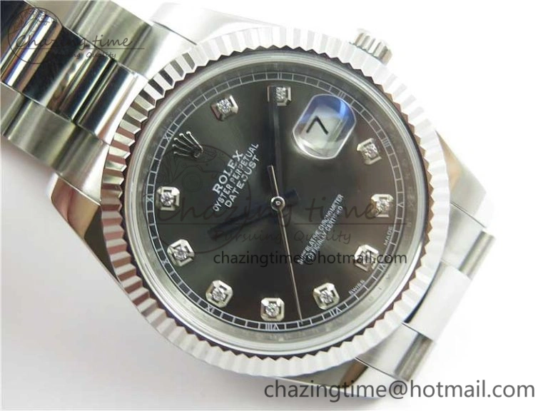 DateJust 126334 SS Noob 1:1 904L Best Edition Gray Dial Diamond on Oyster Bracelet A3235