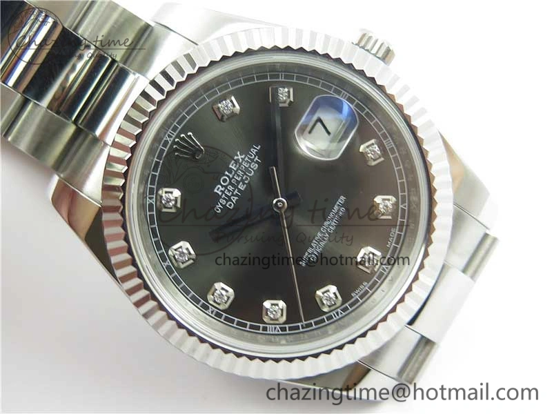 DateJust 126334 SS Noob 1:1 904L Best Edition Gray Dial Diamond on Oyster Bracelet A3235