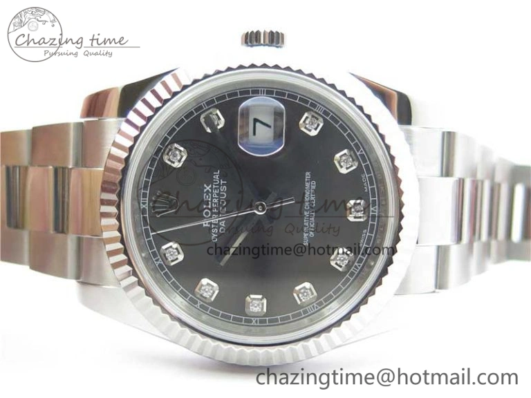 DateJust 126334 SS Noob 1:1 904L Best Edition Gray Dial Diamond on Oyster Bracelet A3235