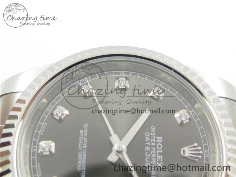 DateJust 126334 SS Noob 1:1 904L Best Edition Gray Dial Diamond on Oyster Bracelet A3235