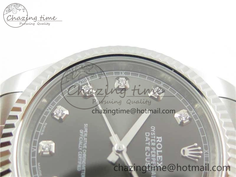 DateJust 126334 SS Noob 1:1 904L Best Edition Gray Dial Diamond on Oyster Bracelet A3235