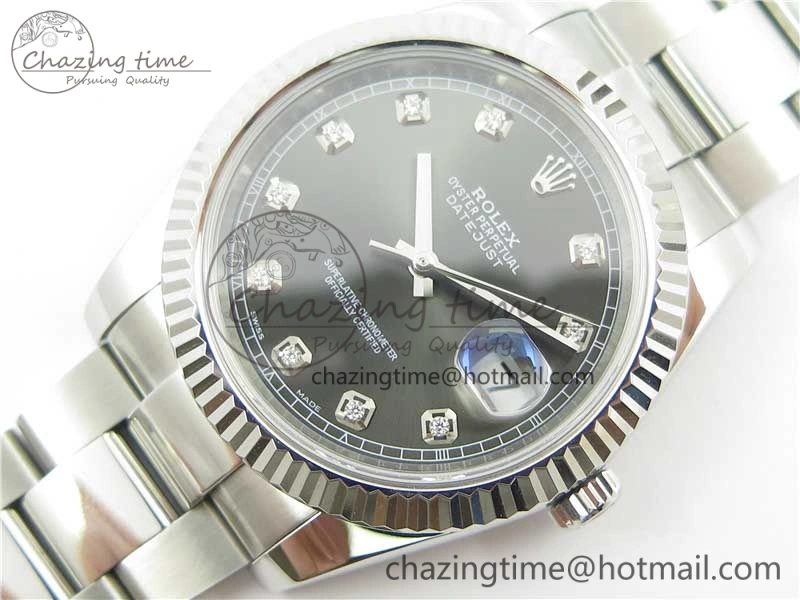 DateJust 126334 SS Noob 1:1 904L Best Edition Gray Dial Diamond on Oyster Bracelet A3235