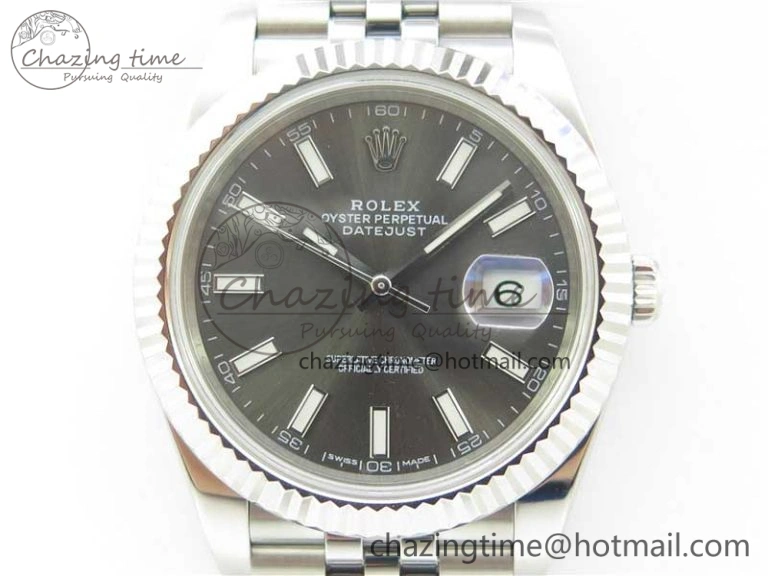 DateJust 126334 SS Noob 1:1 904L Best Edition Gray Dial Stick Markers on Jubilee Bracelet A3235