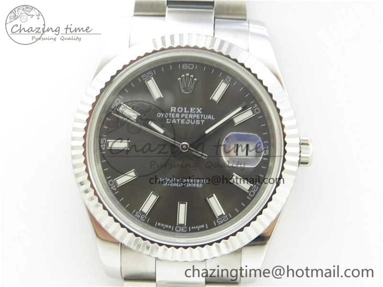 DateJust 126334 SS Noob 1:1 904L Best Edition Gray Dial Stick Markers on Oyster Bracelet A3235