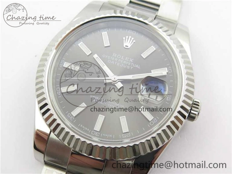 DateJust 126334 SS Noob 1:1 904L Best Edition Gray Dial Stick Markers on Oyster Bracelet A3235