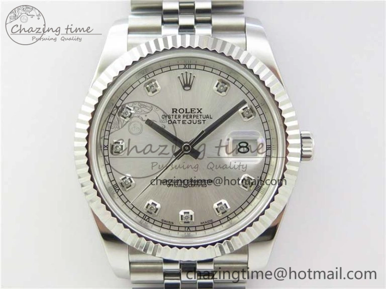 DateJust 126334 SS Noob 1:1 904L Best Edition Silver Dial Diamond on Jubilee Bracelet A3235
