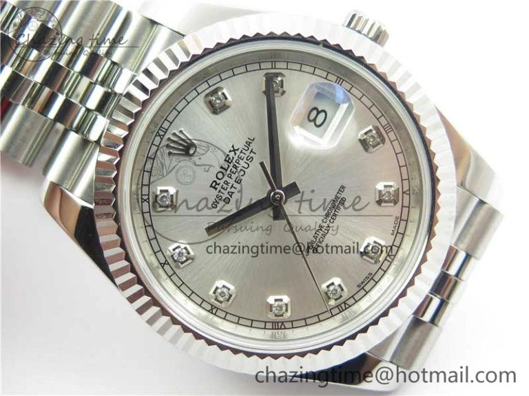 DateJust 126334 SS Noob 1:1 904L Best Edition Silver Dial Diamond on Jubilee Bracelet A3235