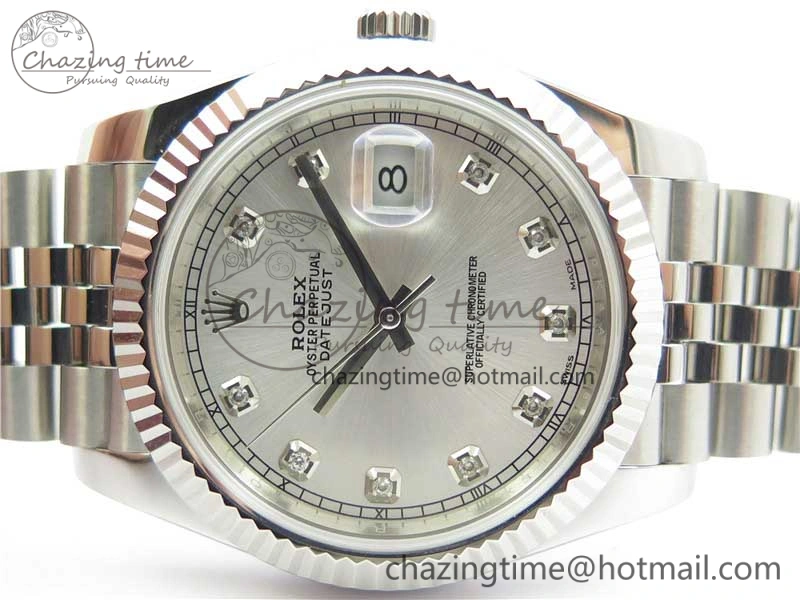 DateJust 126334 SS Noob 1:1 904L Best Edition Silver Dial Diamond on Jubilee Bracelet A3235