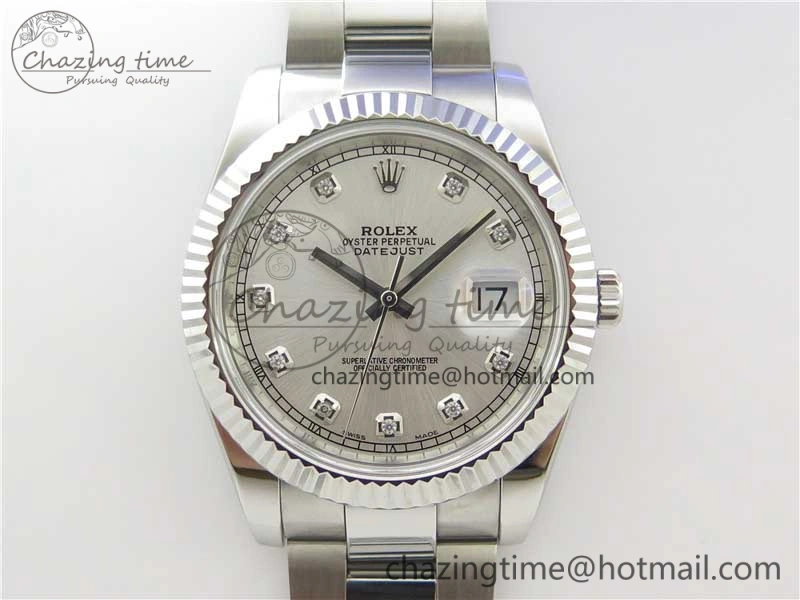 DateJust 126334 SS Noob 1:1 904L Best Edition Silver Dial Diamond on Oyster Bracelet A3235