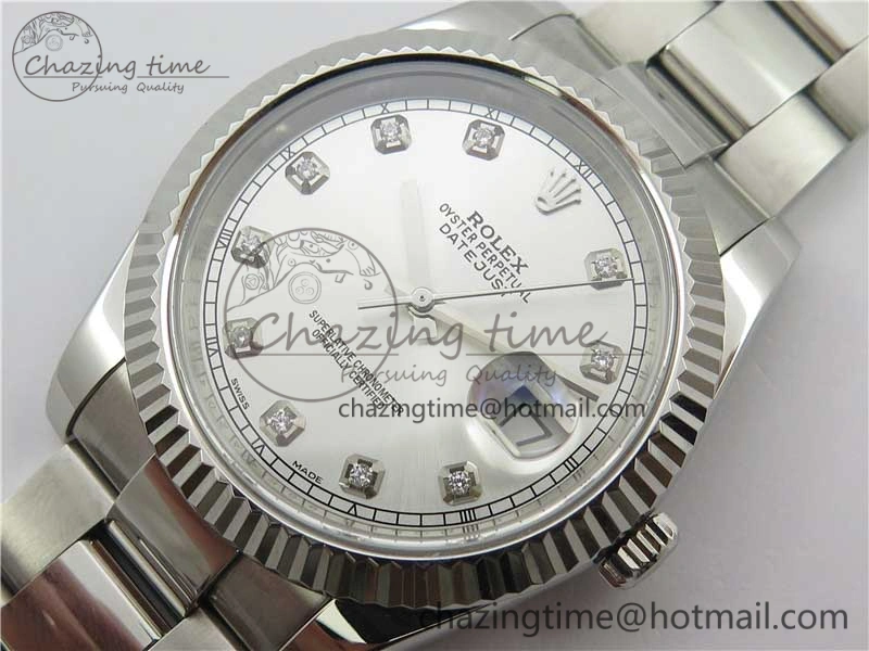 DateJust 126334 SS Noob 1:1 904L Best Edition Silver Dial Diamond on Oyster Bracelet A3235