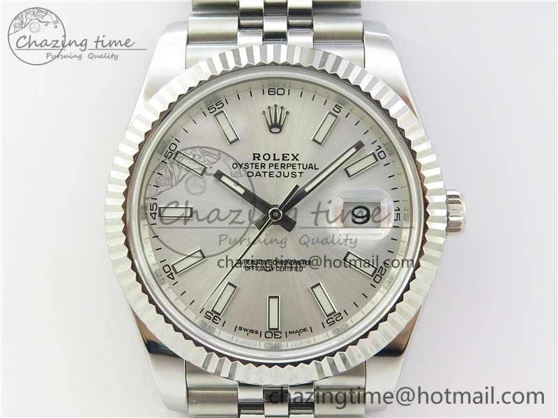 DateJust 126334 SS Noob 1:1 904L Best Edition Silver Dial Stick Markers on Jubilee Bracelet A3235