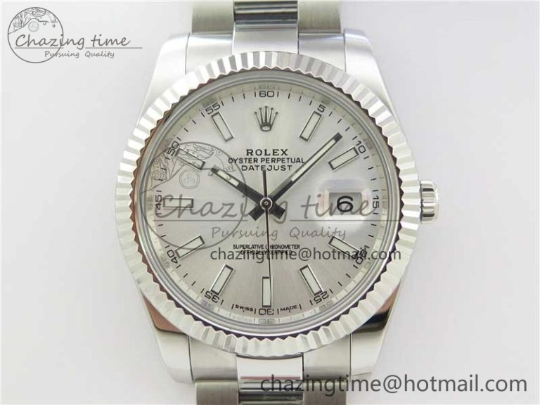 DateJust 126334 SS Noob 1:1 904L Best Edition Silver Dial Stick Markers on Oyster Bracelet A3235