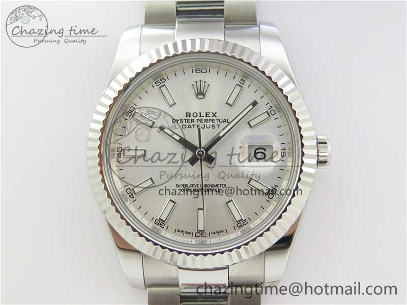 DateJust 126334 SS Noob 1:1 904L Best Edition Silver Dial Stick Markers on Oyster Bracelet A3235