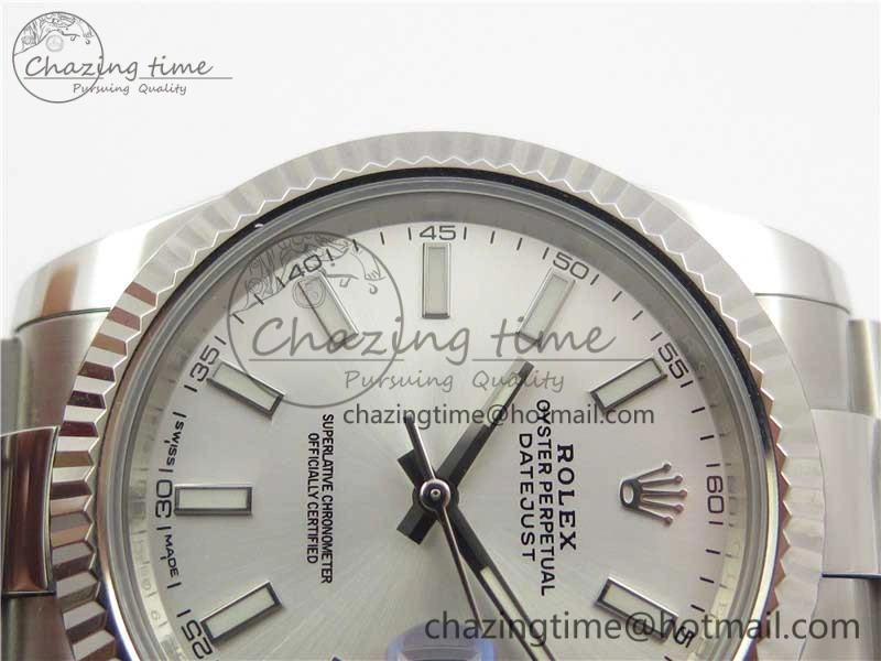 DateJust 126334 SS Noob 1:1 904L Best Edition Silver Dial Stick Markers on Oyster Bracelet A3235