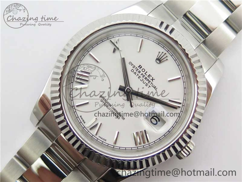 DateJust 126334 SS Noob 1:1 904L Best Edition White Dial Roman Markers on Oyster Bracelet A3235