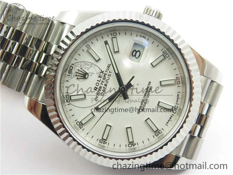 DateJust 126334 SS Noob 1:1 904L Best Edition White Dial Stick Markers on Jubilee Bracelet A3235