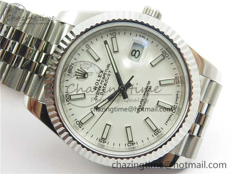 DateJust 126334 SS Noob 1:1 904L Best Edition White Dial Stick Markers on Jubilee Bracelet A3235