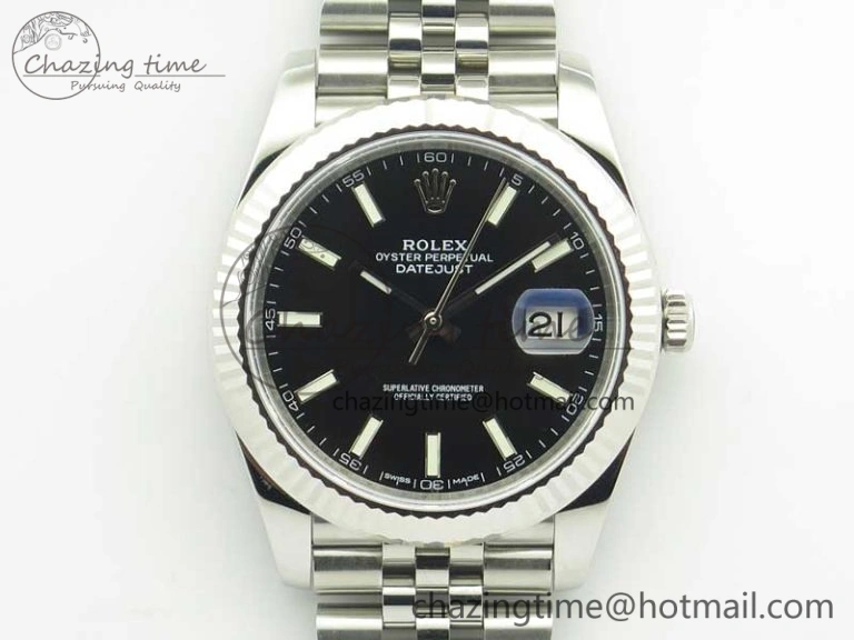 DateJust 126334 SS REF 1:1 Best Edition Black Dial Stick Markers on New version Jubilee Bracelet A3235