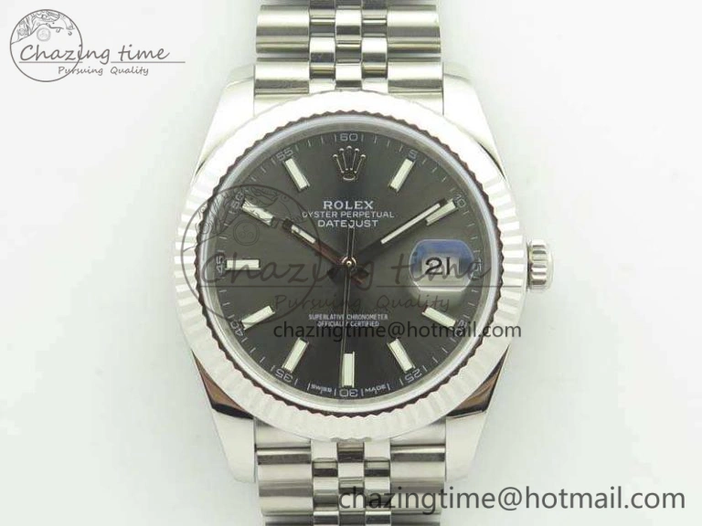 DateJust 126334 SS REF 1:1 Best Edition Gray Dial Stick Markers On New Version Jubilee Bracelet A3235