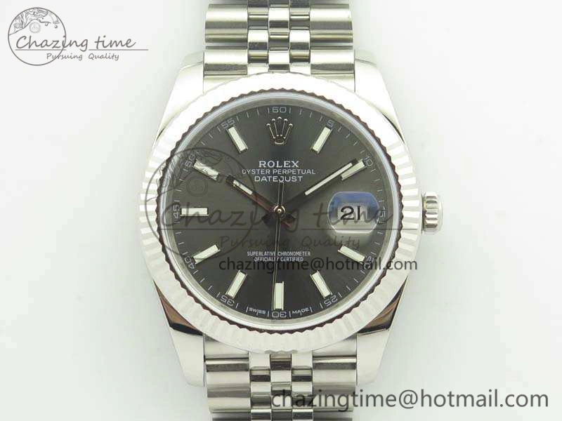 DateJust 126334 SS REF 1:1 Best Edition Gray Dial Stick Markers On New Version Jubilee Bracelet A3235