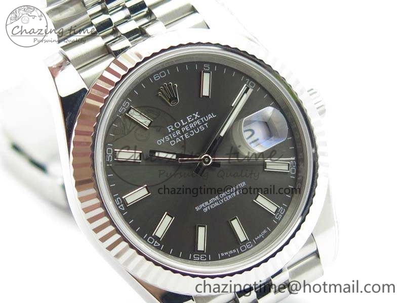 DateJust 228238 SS Noob 1:1 Best Edition Gray Dial Stick Markers On Jubilee Bracelet A3235