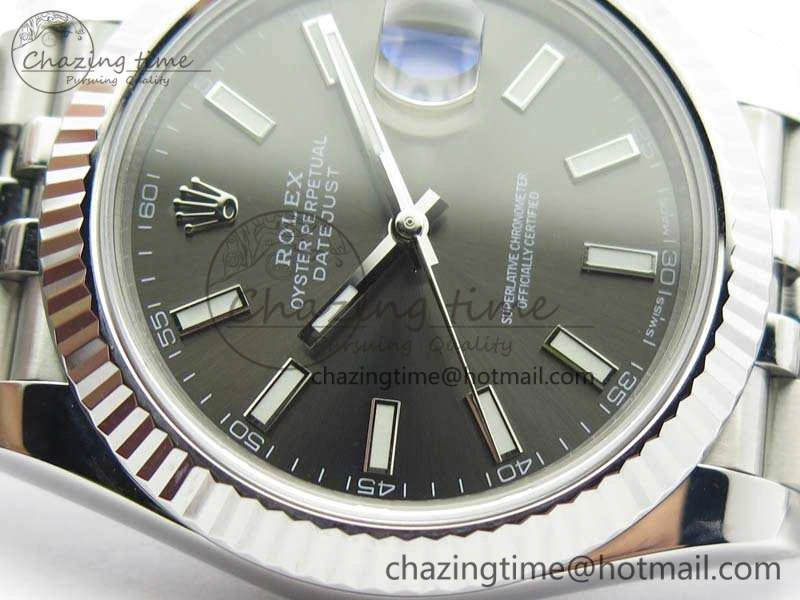 DateJust 228238 SS Noob 1:1 Best Edition Gray Dial Stick Markers On Jubilee Bracelet A3235