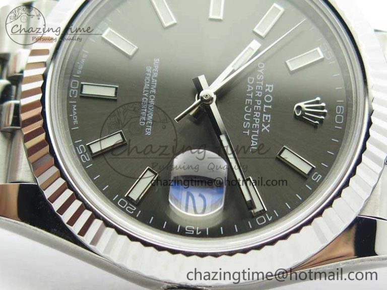 DateJust 228238 SS Noob 1:1 Best Edition Gray Dial Stick Markers On Jubilee Bracelet A3235