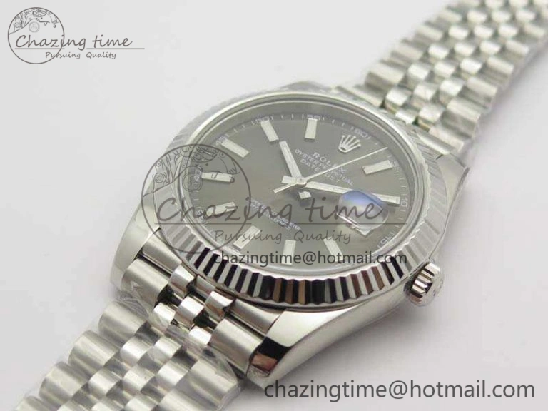 DateJust 228238 SS Noob 1:1 Best Edition Gray Dial Stick Markers On Jubilee Bracelet A3235
