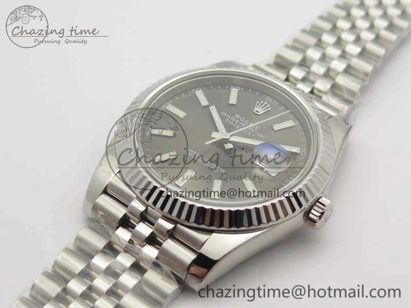 DateJust 228238 SS Noob 1:1 Best Edition Gray Dial Stick Markers On Jubilee Bracelet A3235