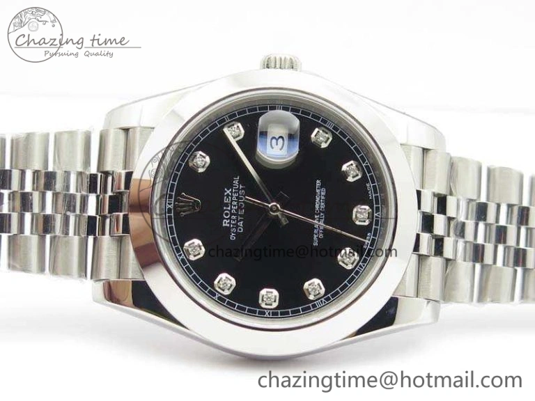 DateJust 228238 Smooth Bezel SS Noob 1:1 Best Edition Black Dial Diamond On Jubilee Bracelet A3235
