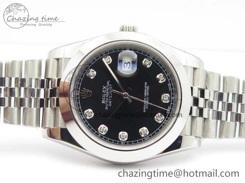 DateJust 228238 Smooth Bezel SS Noob 1:1 Best Edition Black Dial Diamond On Jubilee Bracelet A3235