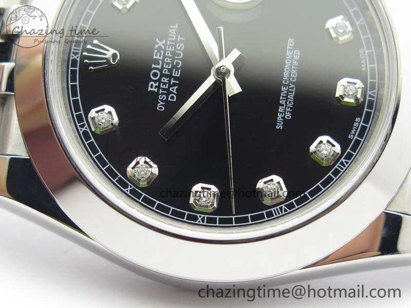 DateJust 228238 Smooth Bezel SS Noob 1:1 Best Edition Black Dial Diamond On Jubilee Bracelet A3235