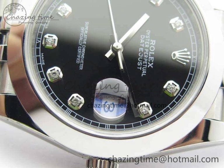 DateJust 228238 Smooth Bezel SS Noob 1:1 Best Edition Black Dial Diamond On Jubilee Bracelet A3235