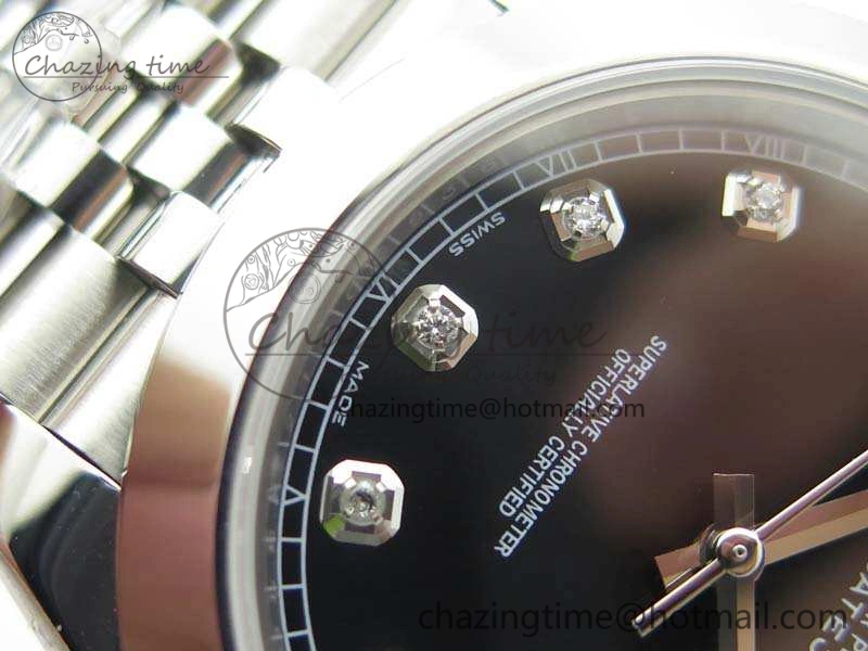 DateJust 228238 Smooth Bezel SS Noob 1:1 Best Edition Black Dial Diamond On Jubilee Bracelet A3235