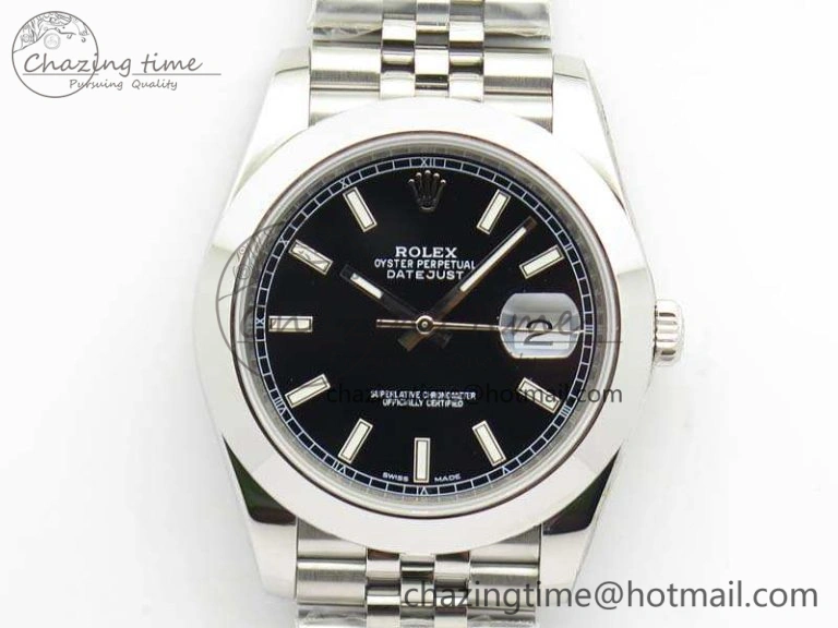 DateJust 228238 Smooth Bezel SS Noob 1:1 Best Edition Black Sticks Dial On Jubilee Bracelet A3235