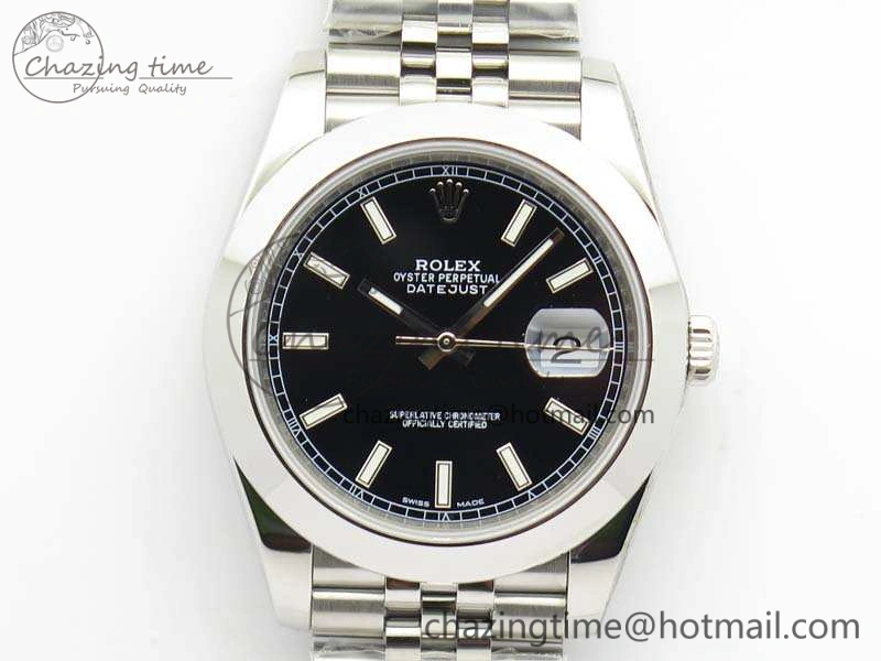 DateJust 228238 Smooth Bezel SS Noob 1:1 Best Edition Black Sticks Dial On Jubilee Bracelet A3235