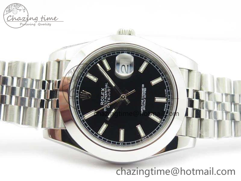 DateJust 228238 Smooth Bezel SS Noob 1:1 Best Edition Black Sticks Dial On Jubilee Bracelet A3235