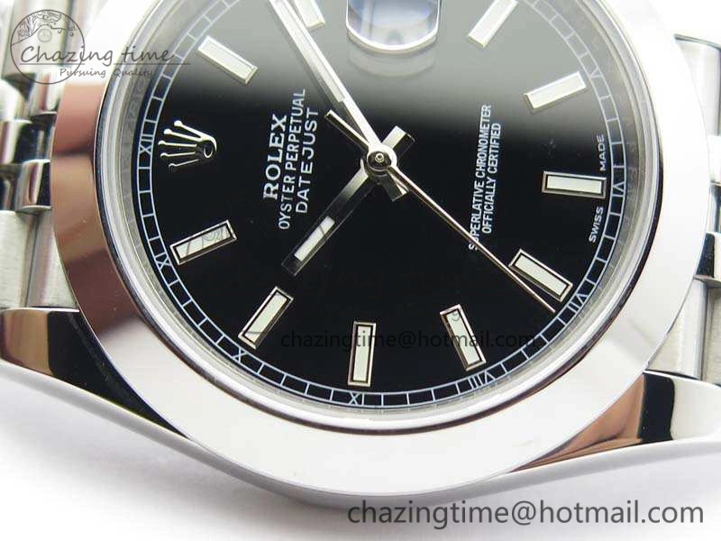 DateJust 228238 Smooth Bezel SS Noob 1:1 Best Edition Black Sticks Dial On Jubilee Bracelet A3235