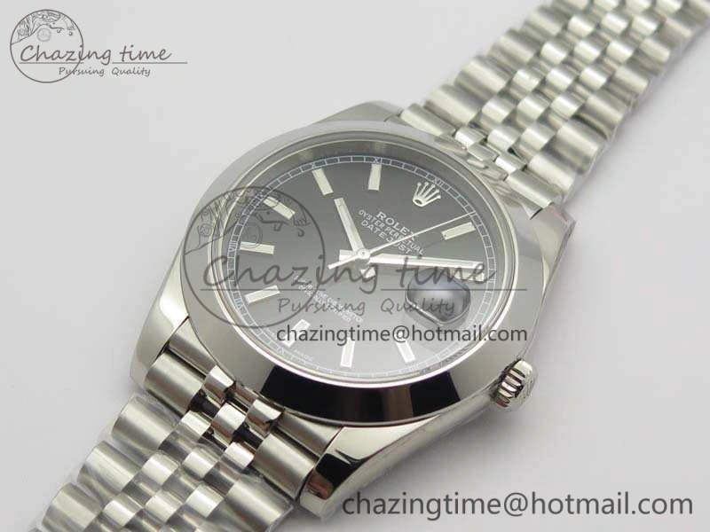 DateJust 228238 Smooth Bezel SS Noob 1:1 Best Edition Black Sticks Dial On Jubilee Bracelet A3235