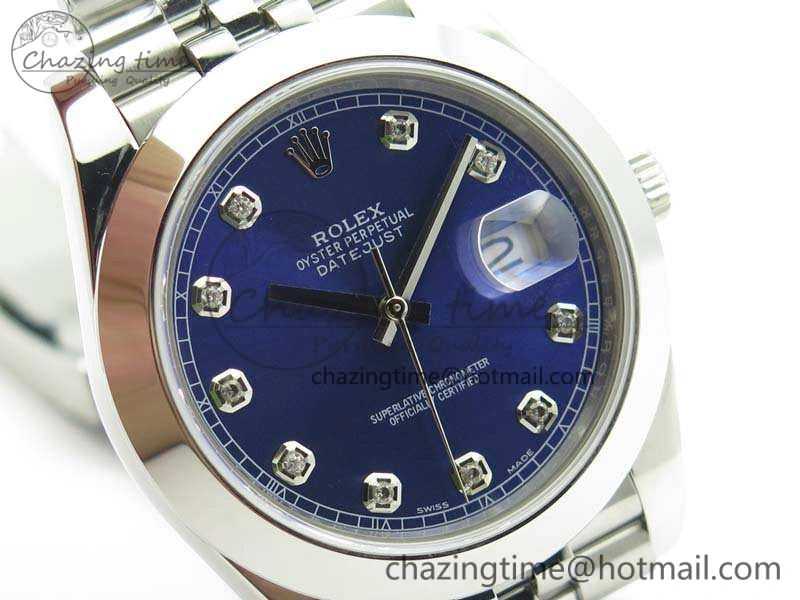 DateJust 228238 Smooth Bezel SS Noob 1:1 Best Edition Blue Dial Diamond On Jubilee Bracelet A3235
