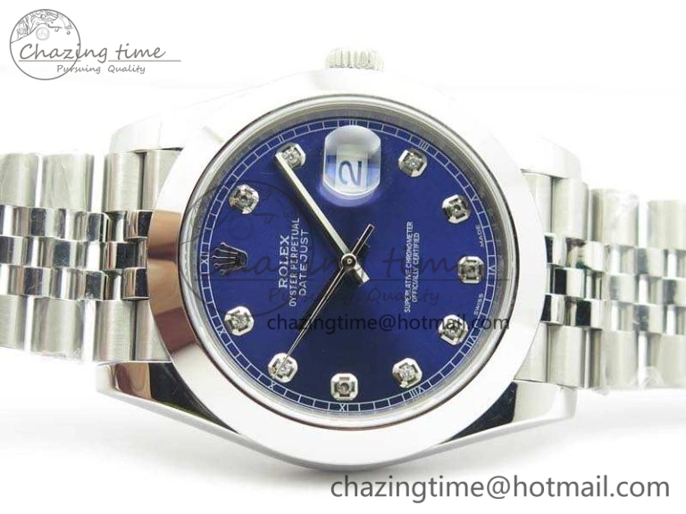 DateJust 228238 Smooth Bezel SS Noob 1:1 Best Edition Blue Dial Diamond On Jubilee Bracelet A3235