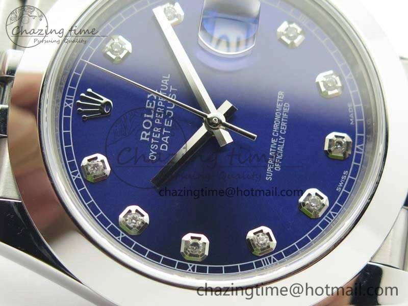 DateJust 228238 Smooth Bezel SS Noob 1:1 Best Edition Blue Dial Diamond On Jubilee Bracelet A3235