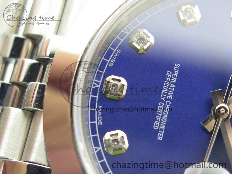 DateJust 228238 Smooth Bezel SS Noob 1:1 Best Edition Blue Dial Diamond On Jubilee Bracelet A3235