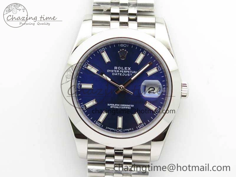 DateJust 228238 Smooth Bezel SS Noob 1:1 Best Edition Blue Sticks Dial On Jubilee Bracelet A3235