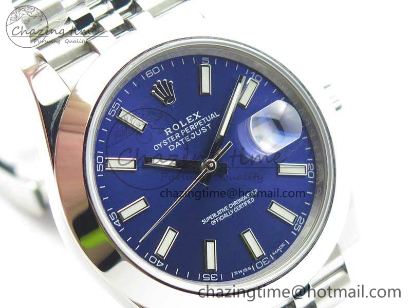 DateJust 228238 Smooth Bezel SS Noob 1:1 Best Edition Blue Sticks Dial On Jubilee Bracelet A3235